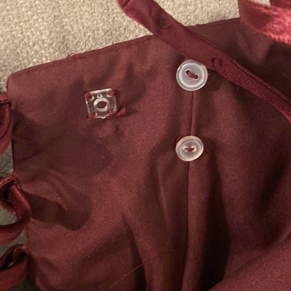 Maroon satin knee length dress - Picture 7 of 10